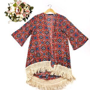 Honey Punch Boho Fringe Kimono Small